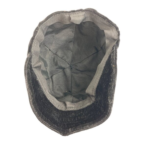 Vintage 60s Velvet Mod Go Go Cap Bow Detail Black 8160 British - Picture 9 of 9